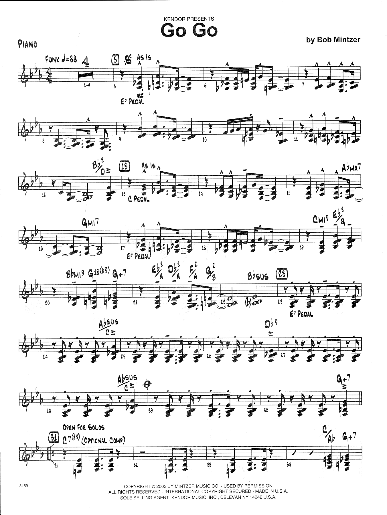 Download Bob Mintzer Go Go - Piano Sheet Music