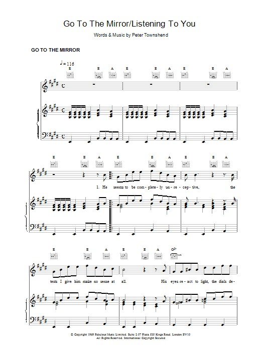 The Who Go To The Mirror sheet music notes printable PDF score