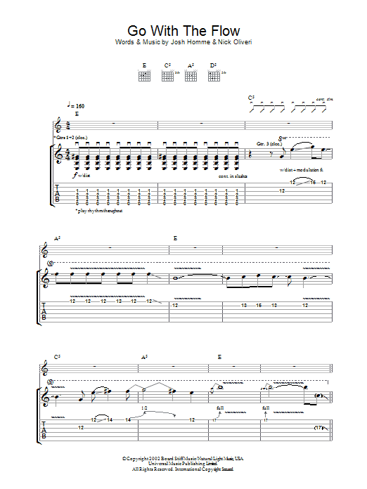 Queens Of The Stone Age Go With The Flow sheet music notes printable PDF score