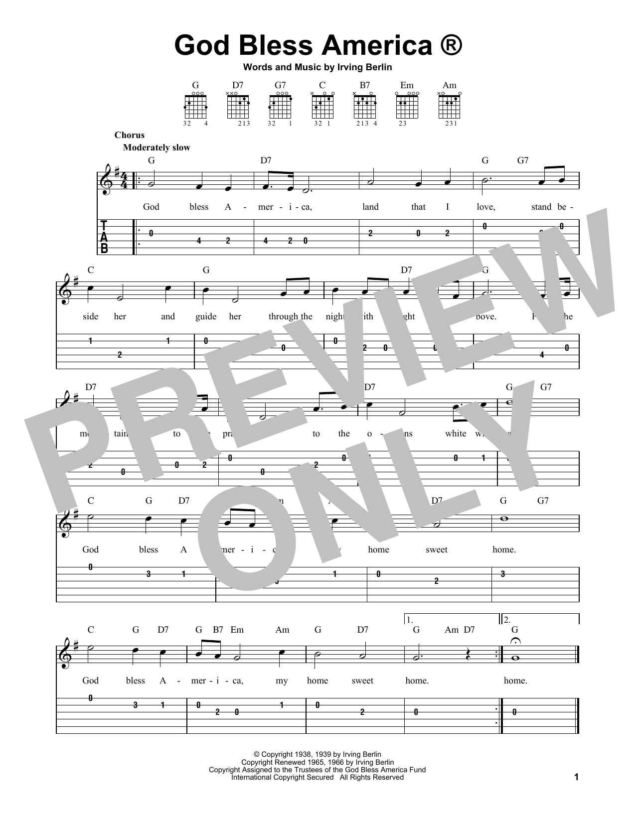 Download Irving Berlin God Bless America Sheet Music