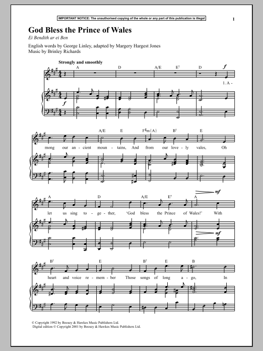 Download Brinley Richards God Bless The Prince Of Wales Sheet Music