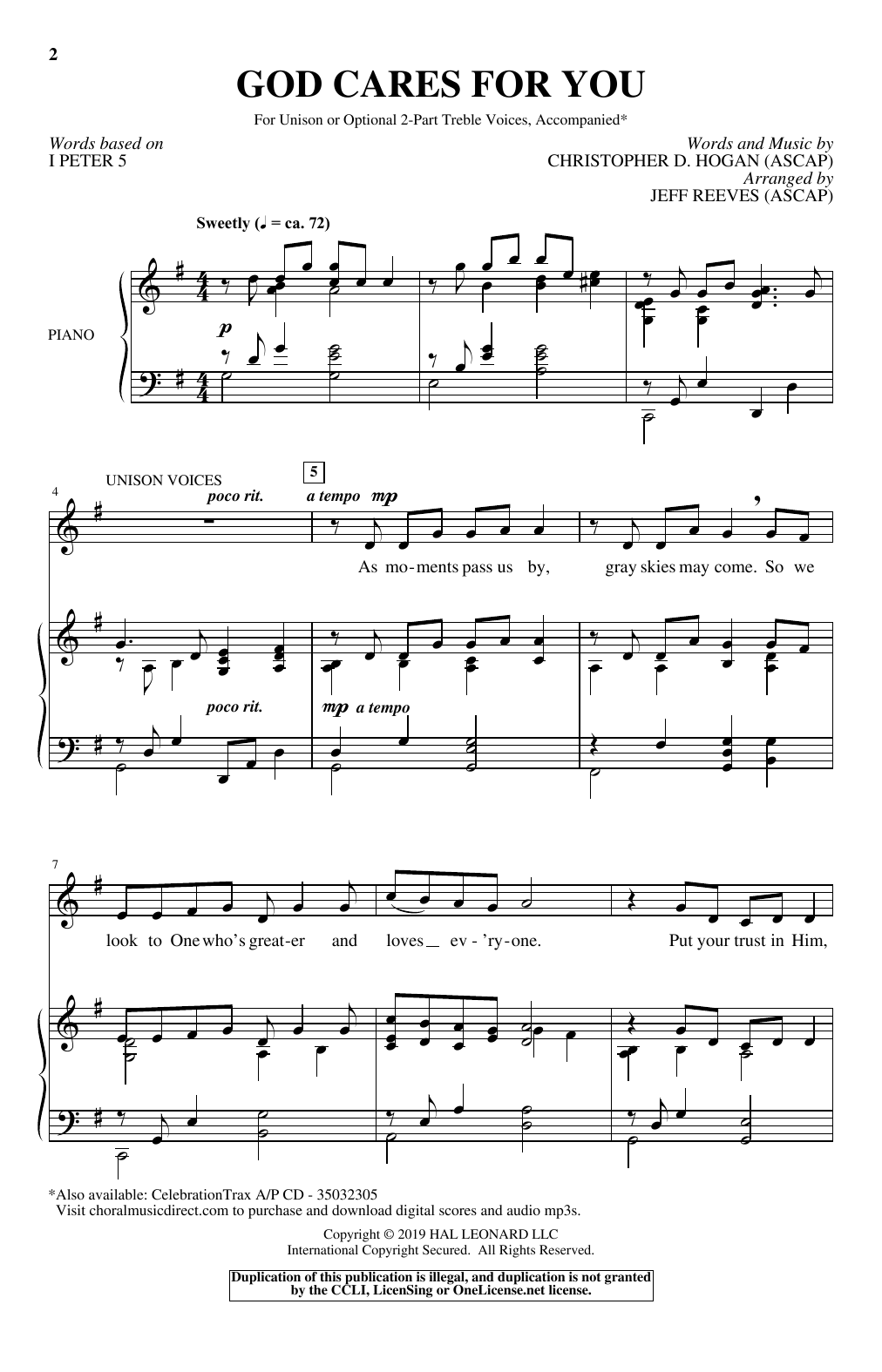 Download Jeff Reeves God Cares For You Sheet Music