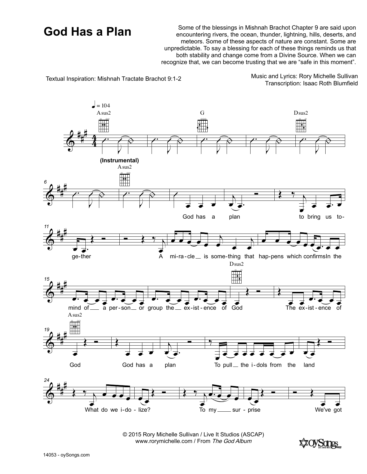 Download Rory Michelle Sullivan God Has a Plan Sheet Music
