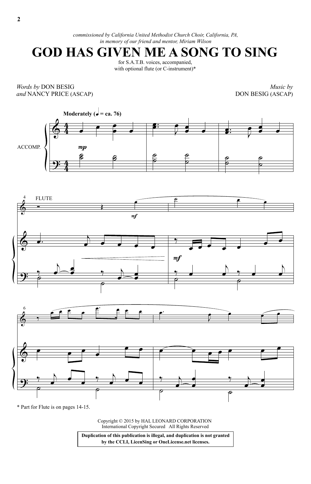 Download Don Besig God Has Given Me A Song To Sing Sheet Music