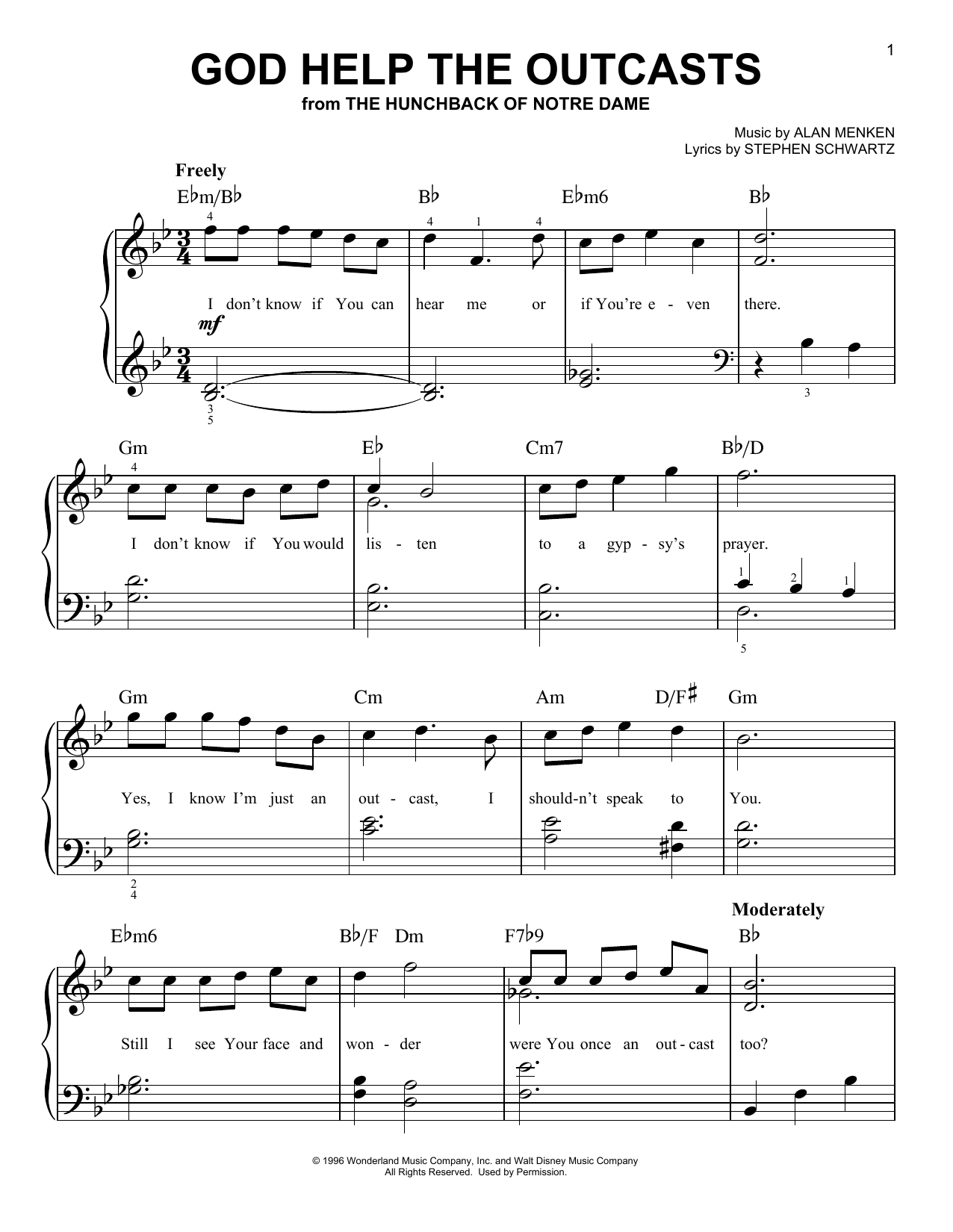 Download Alan Menken God Help The Outcasts (from The Hunchba Sheet Music