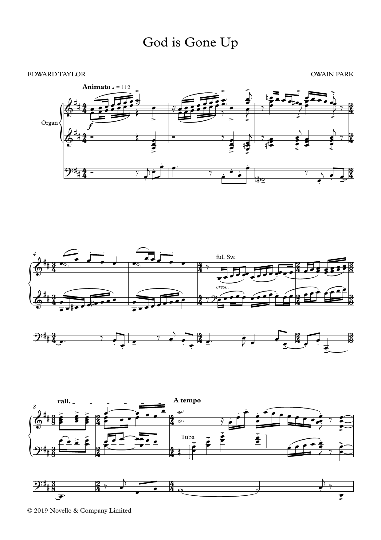 Owain Park God Is Gone Up sheet music notes printable PDF score