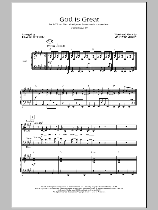Download Travis Cottrell God Is Great Sheet Music