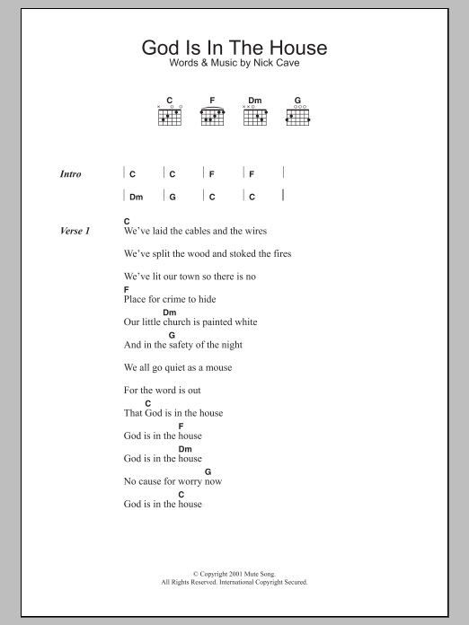 Download Nick Cave God Is In The House Sheet Music