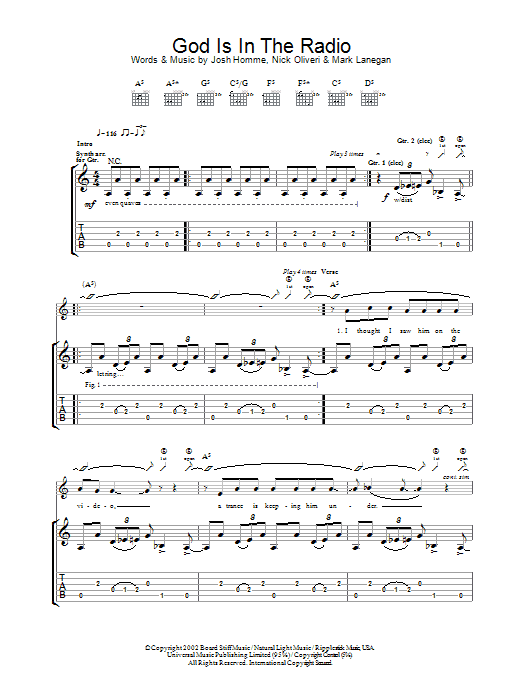 Download Queens Of The Stone Age God Is In The Radio Sheet Music