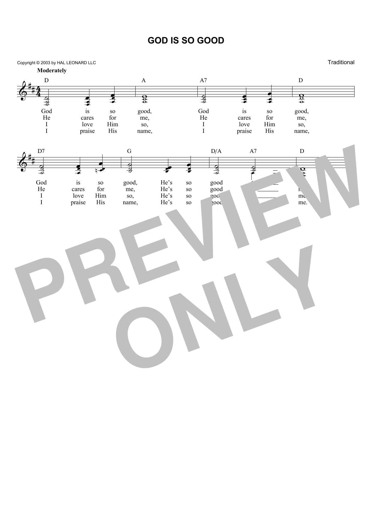 Download Traditional God Is So Good Sheet Music