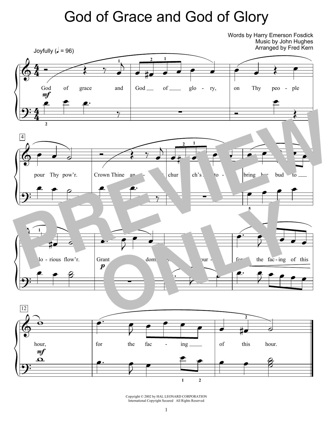Download Harry Emerson Fosdick God Of Grace And God Of Glory Sheet Music