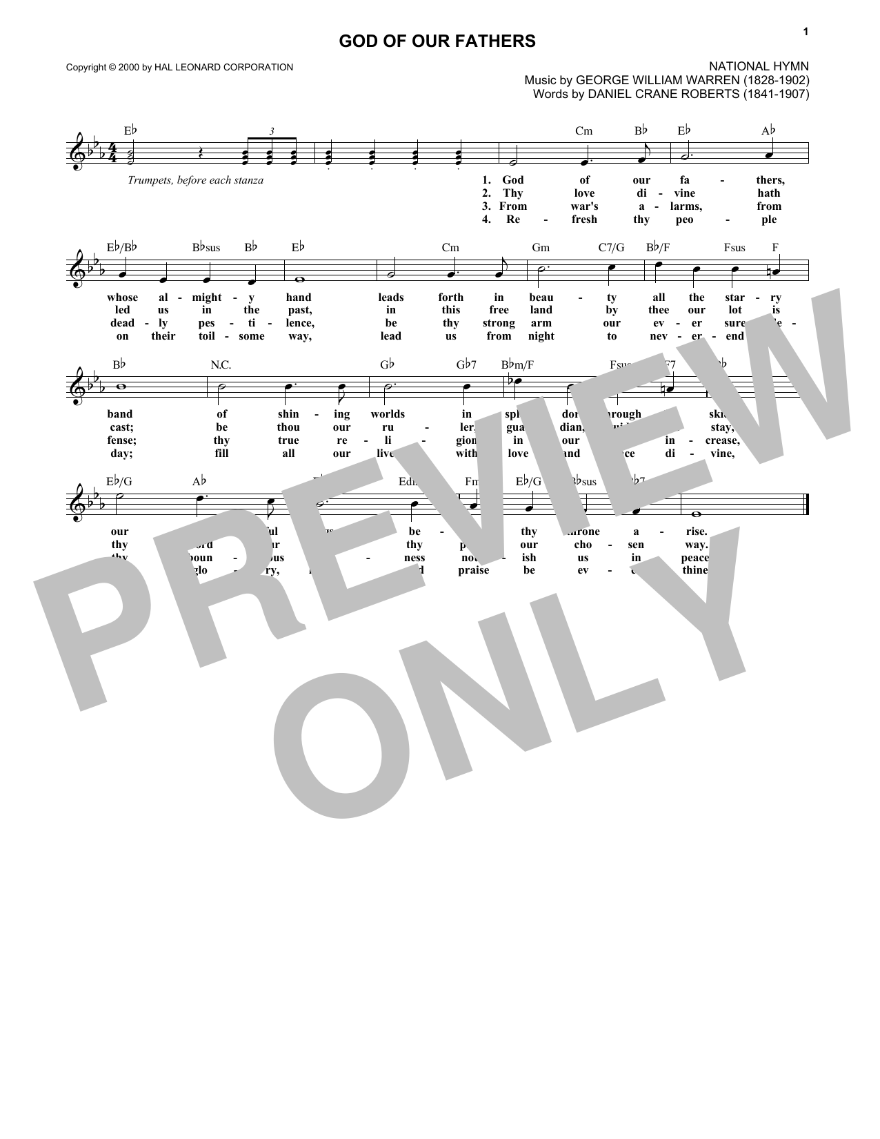 Download George William Warren God Of Our Fathers Sheet Music
