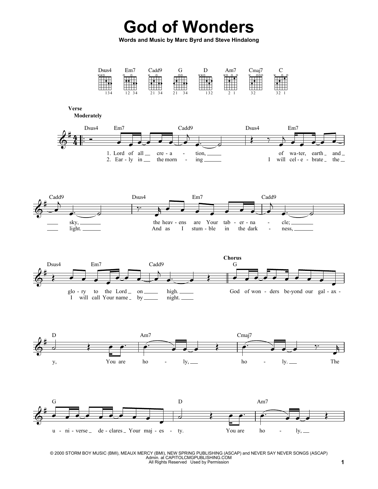 Third Day God Of Wonders sheet music notes printable PDF score