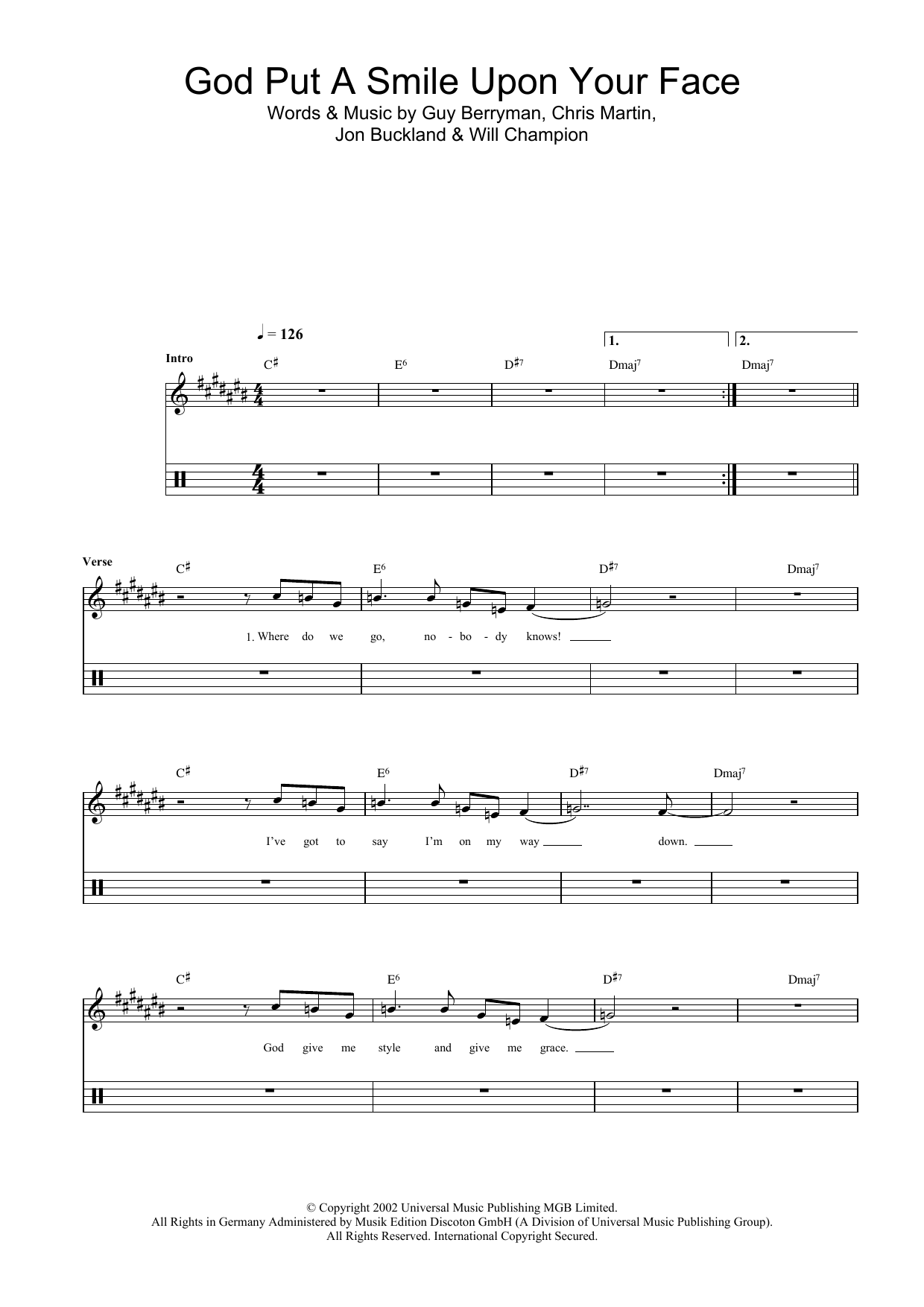 Download Coldplay God Put A Smile Upon Your Face Sheet Music