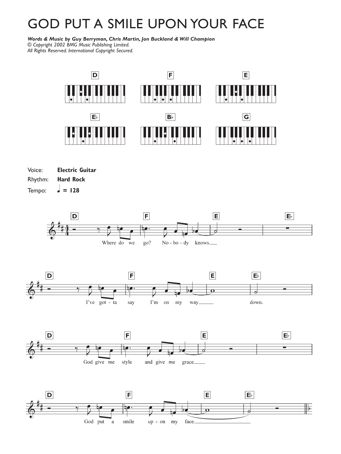 Download Coldplay God Put A Smile Upon Your Face Sheet Music
