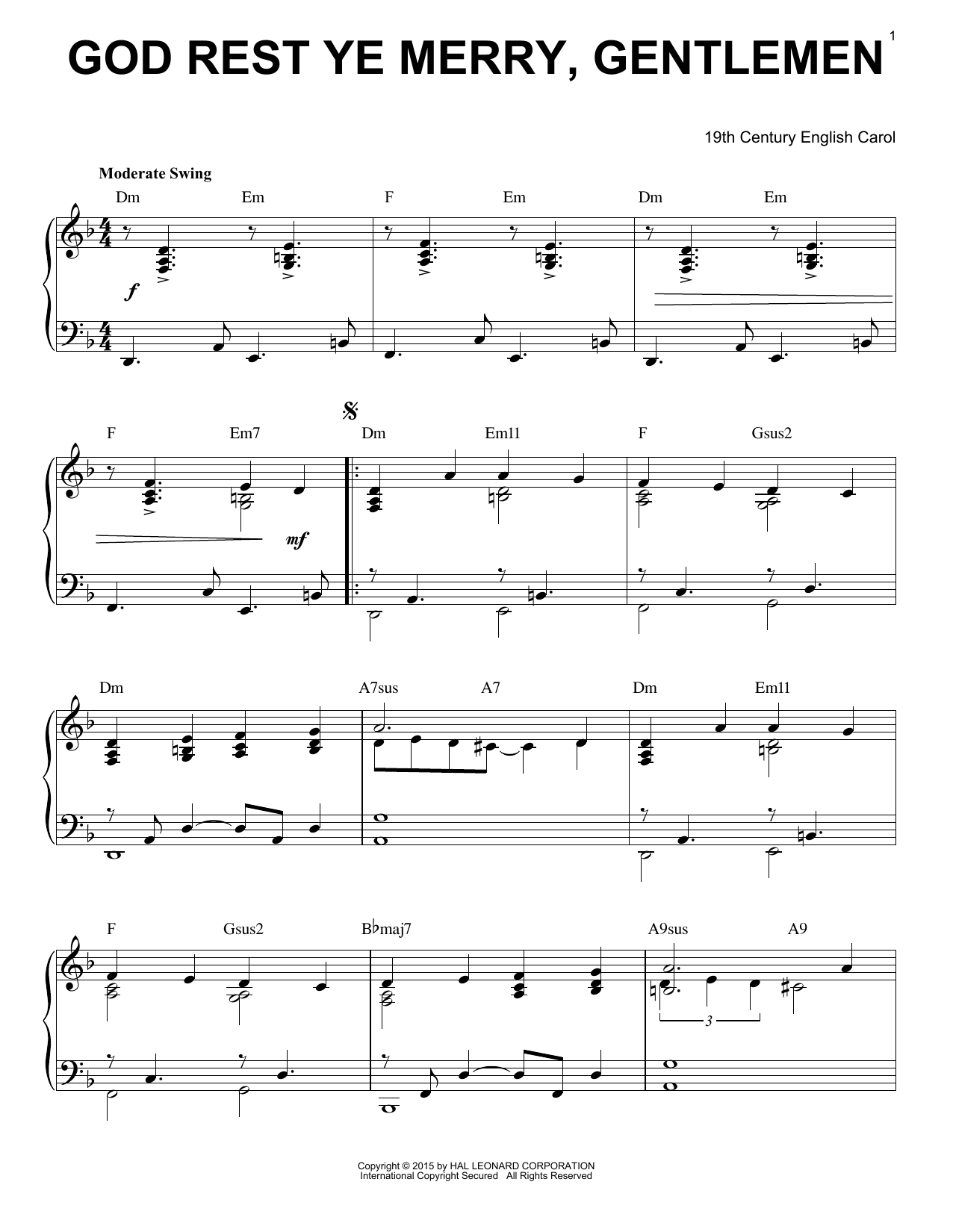 Download 19th Century English Carol God Rest Ye Merry, Gentlemen [Jazz vers Sheet Music