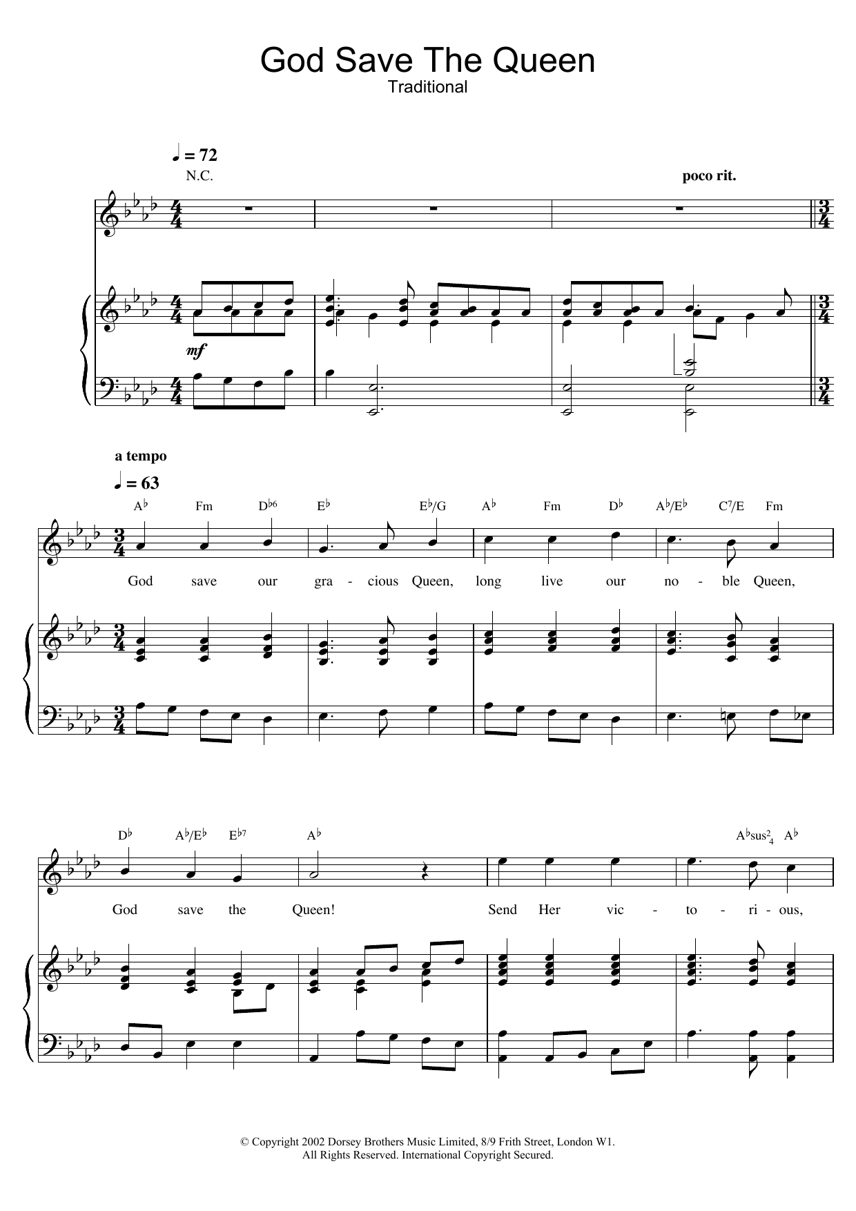 Download Traditional God Save The Queen (UK National Anthem) Sheet Music