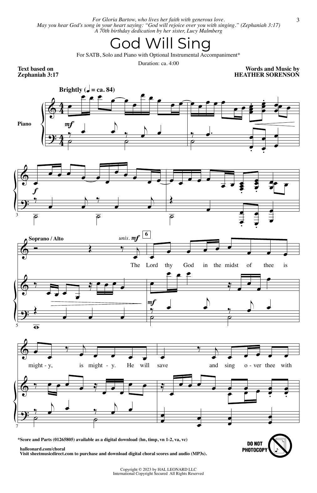 Heather Sorenson God Will Sing sheet music notes printable PDF score