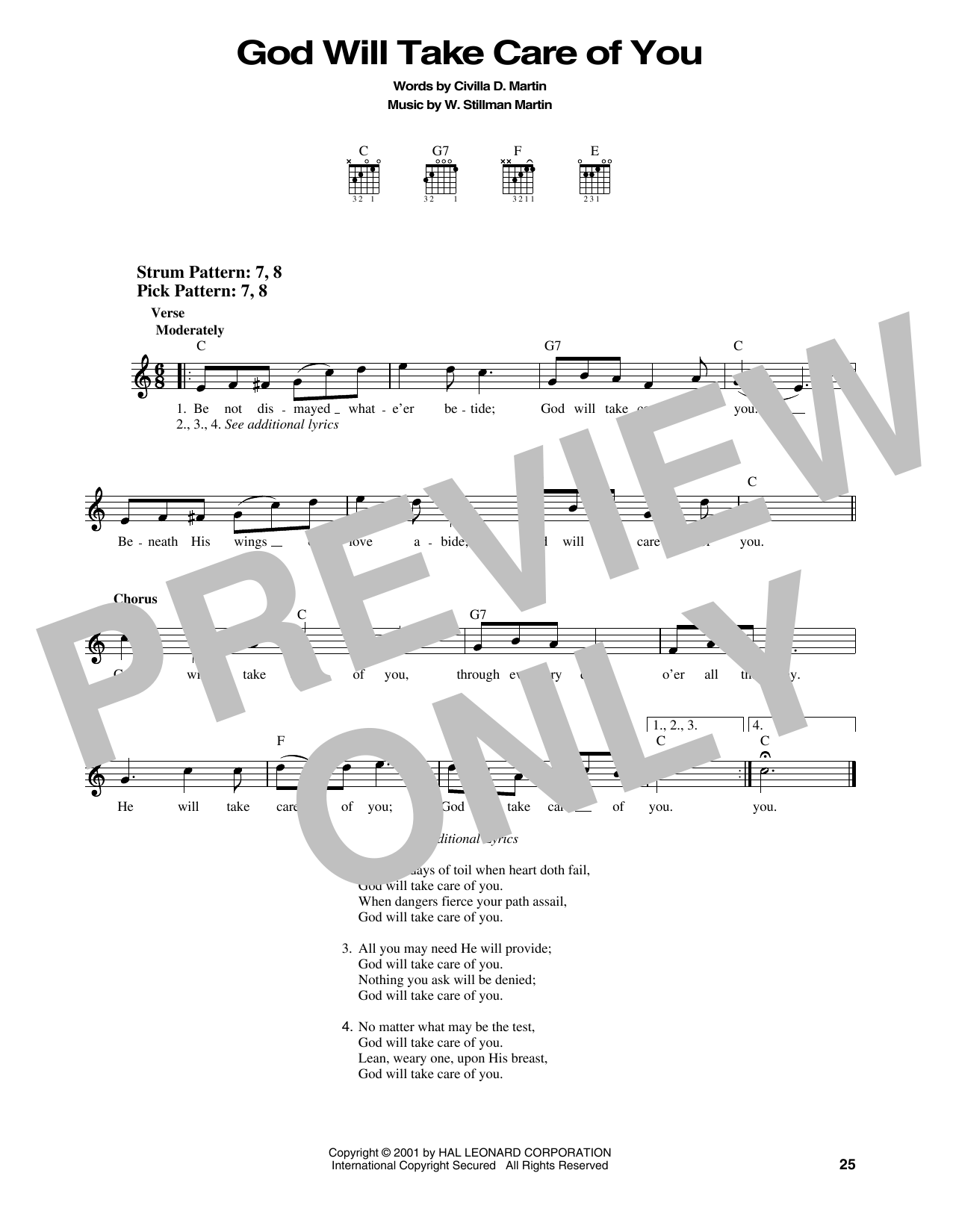 Civilla D. Martin God Will Take Care Of You sheet music notes printable PDF score