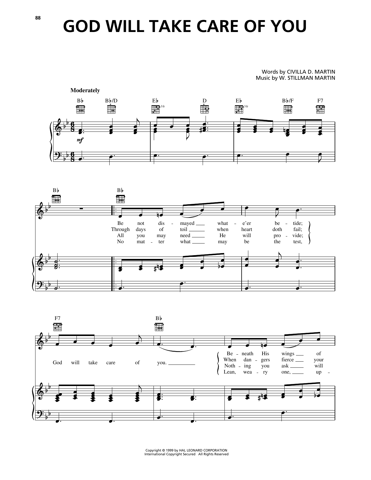 W. Stillman Martin God Will Take Care Of You sheet music notes printable PDF score