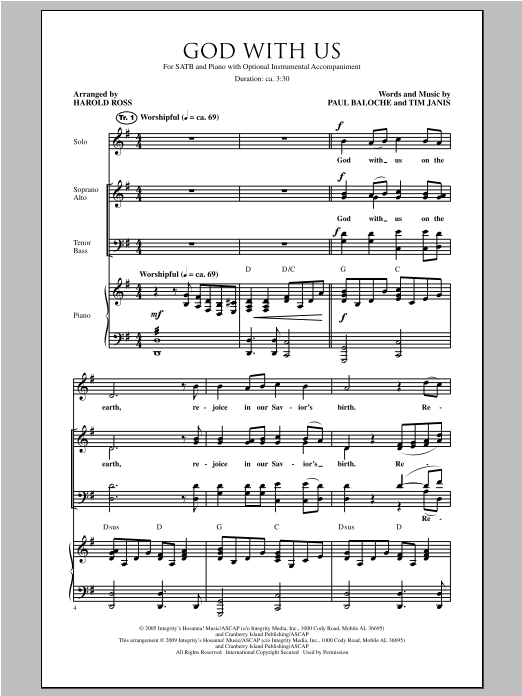 Download Harold Ross God With Us Sheet Music