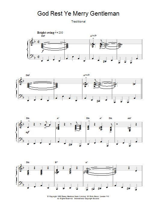 Christmas Carol God Rest Ye Merry, Gentlemen sheet music notes printable PDF score