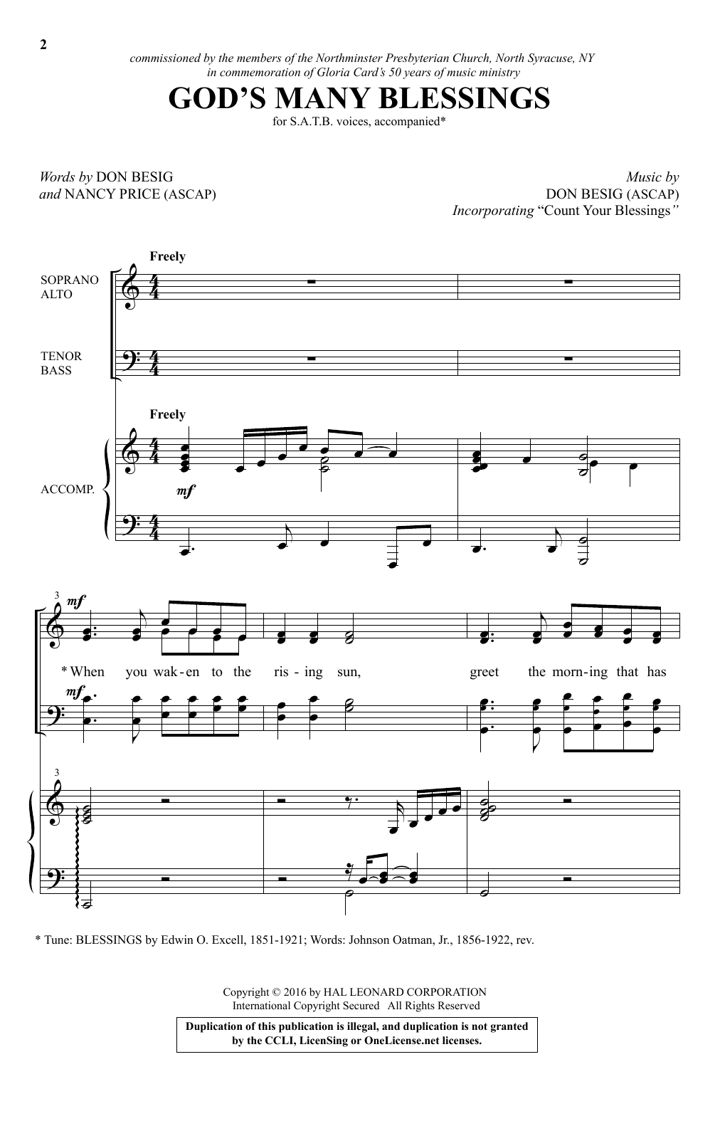 Download Don Besig God's Many Blessings Sheet Music