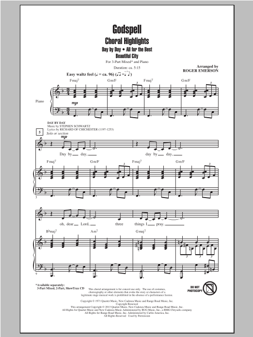 Download Stephen Schwartz Godspell (Choral Highlights) (arr. Roge Sheet Music
