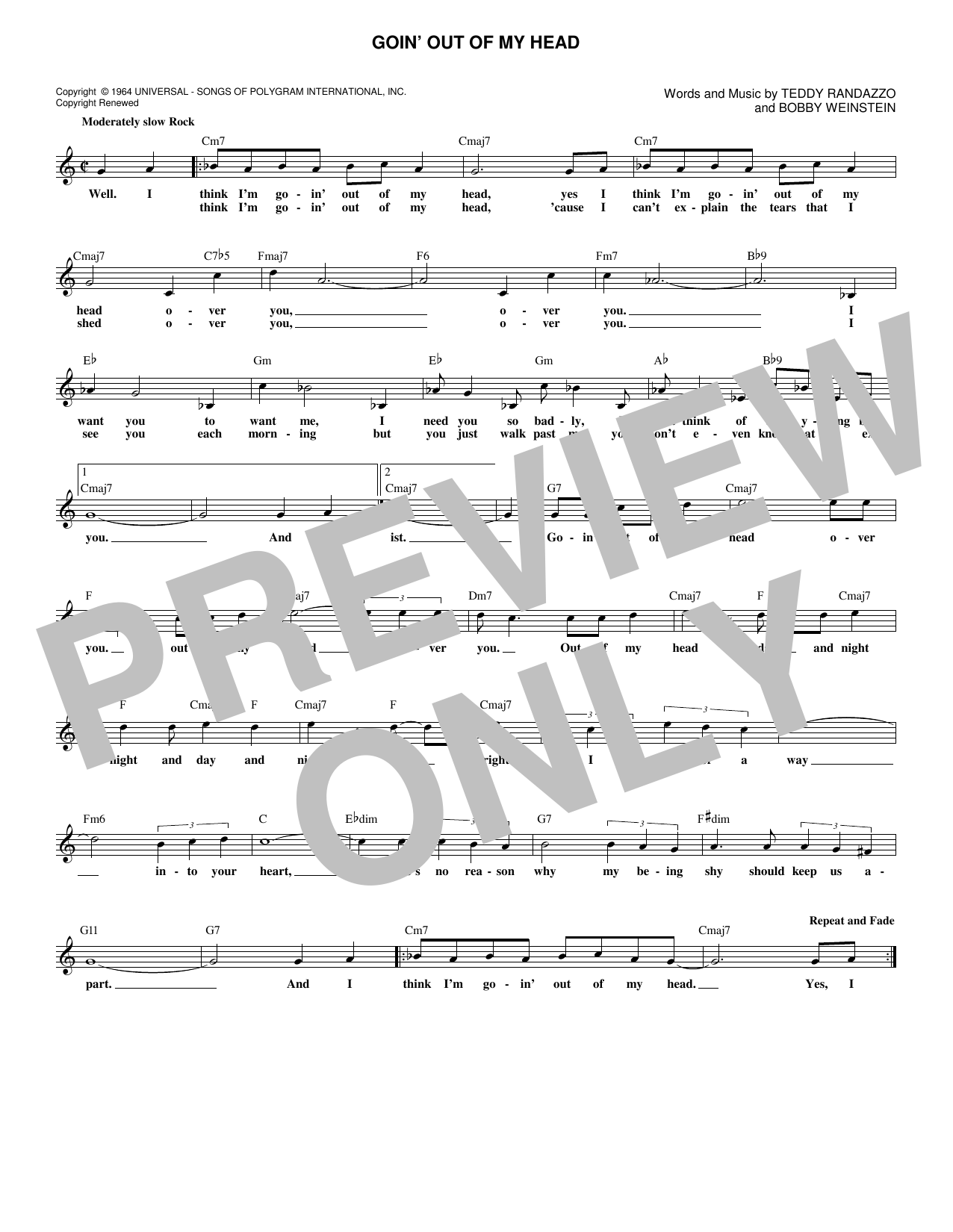 Download Little Anthony & The Imperials Goin' Out Of My Head Sheet Music