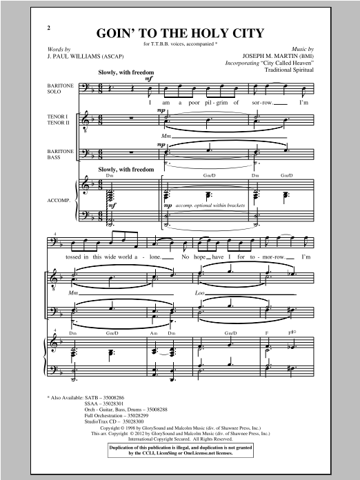 Download Joseph Martin Goin' To The Holy City Sheet Music
