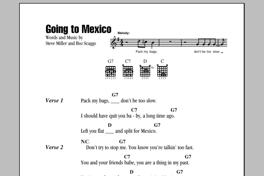 Download Steve Miller Band Going To Mexico Sheet Music