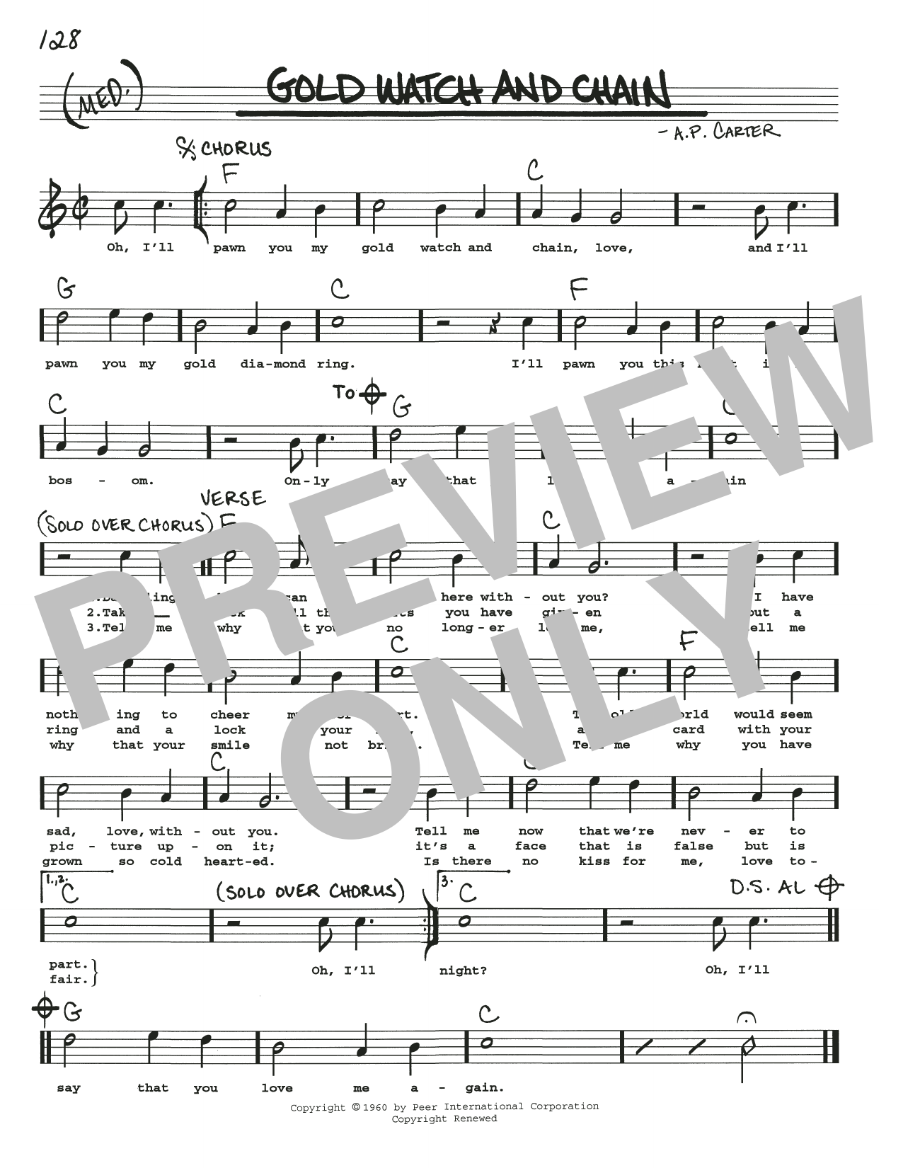 Download A.P. Carter Gold Watch And Chain Sheet Music