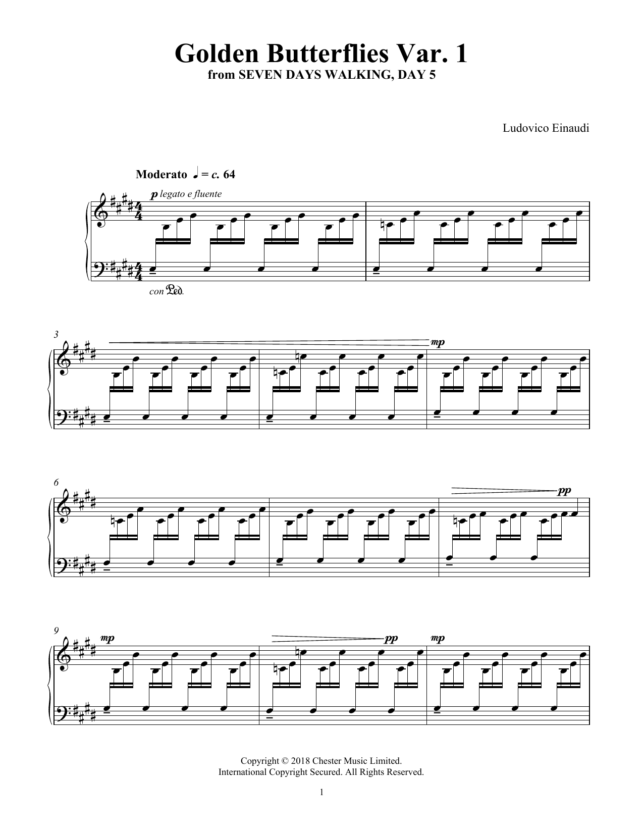 Download Ludovico Einaudi Golden Butterflies Var. 1 (from Seven D Sheet Music