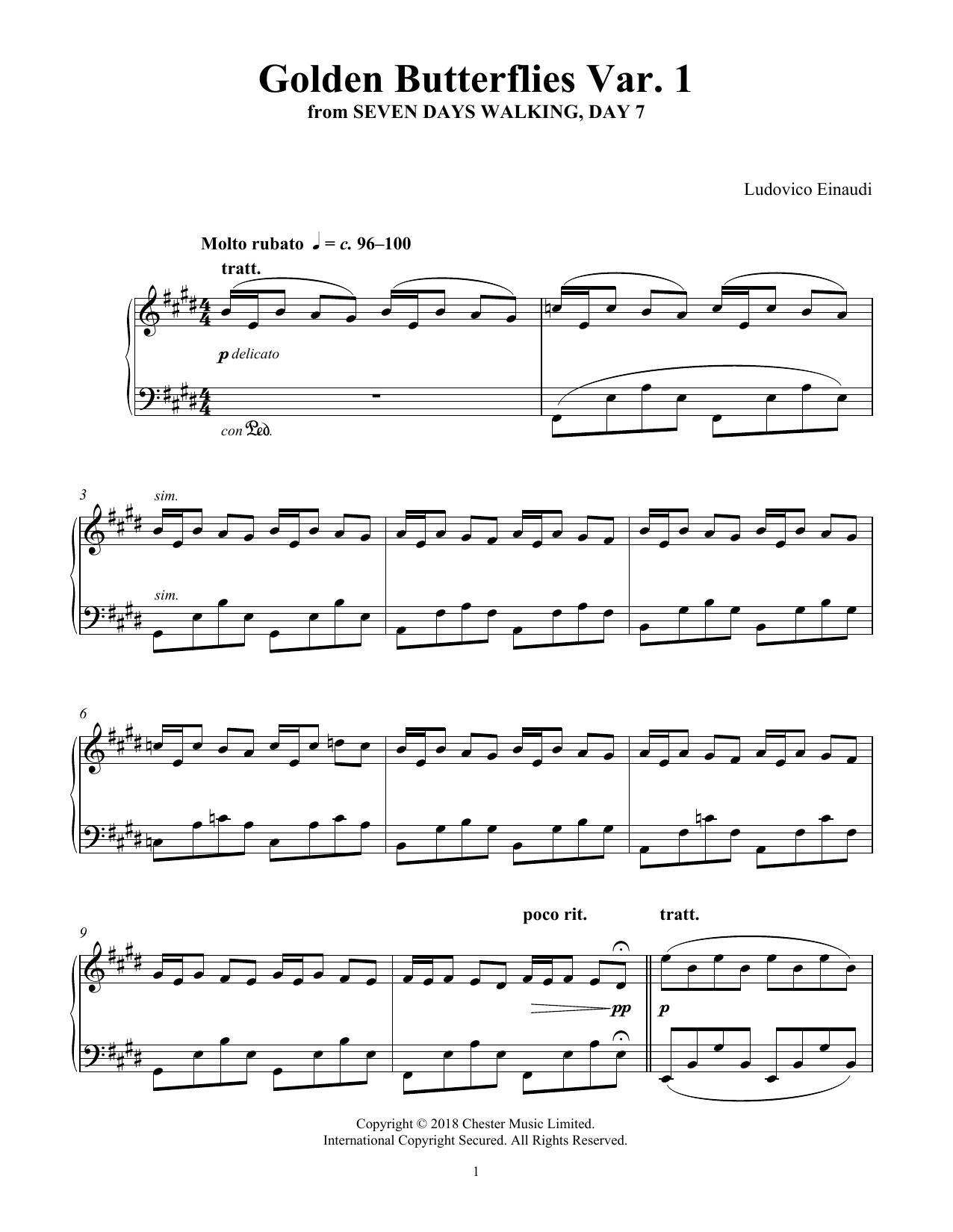 Download Ludovico Einaudi Golden Butterflies Var. 1 (from Seven D Sheet Music