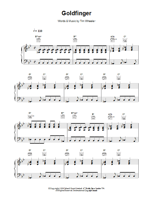 Ash Goldfinger sheet music notes printable PDF score