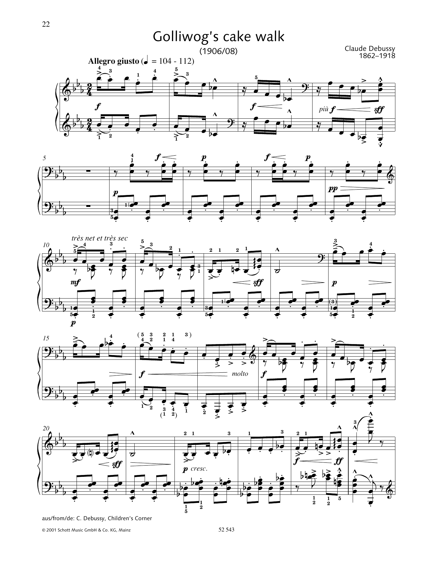 Download Claude Debussy Golliwogg's Cake Walk Sheet Music