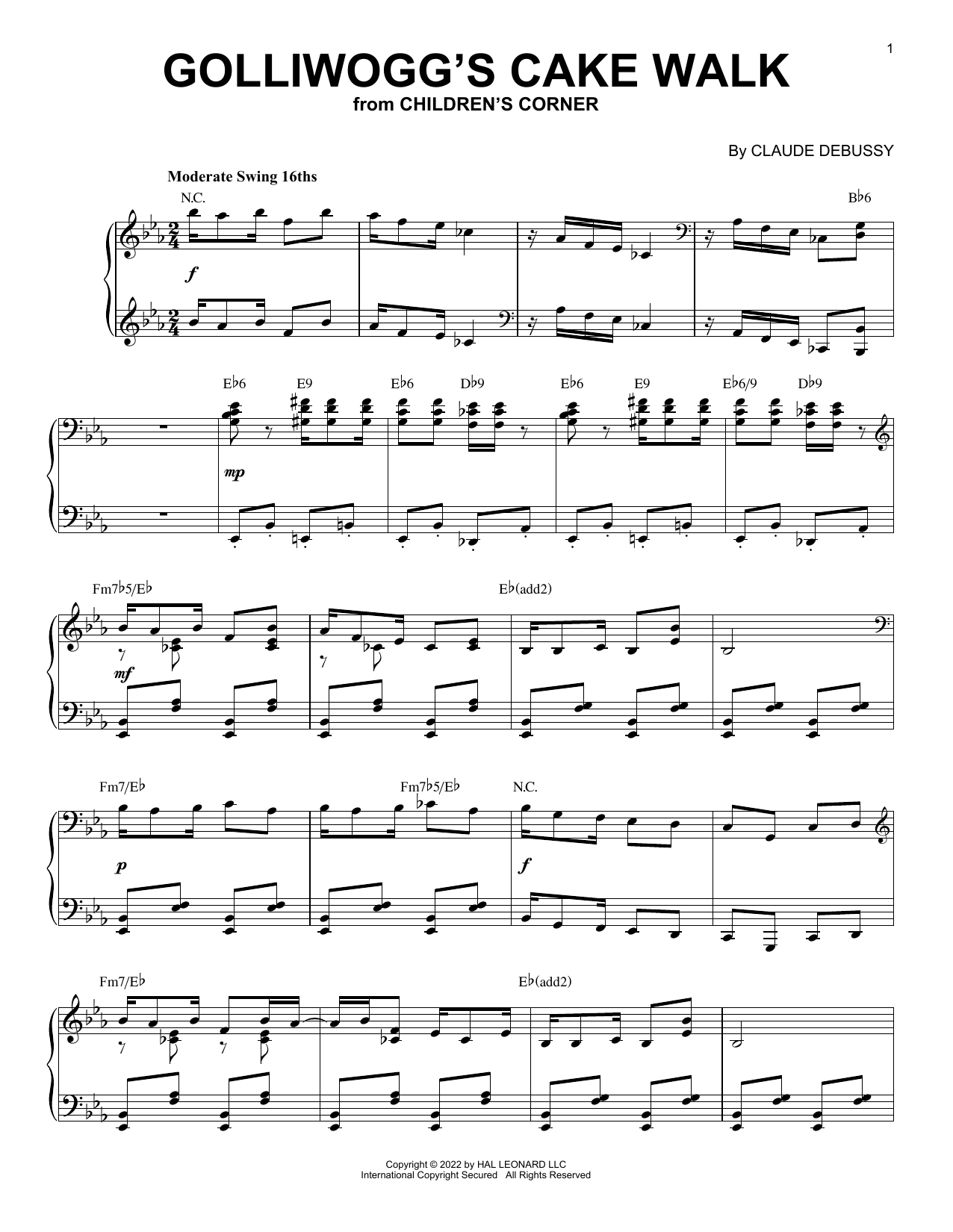 Download Claude Debussy Golliwogg's Cake Walk [Jazz version] (a Sheet Music