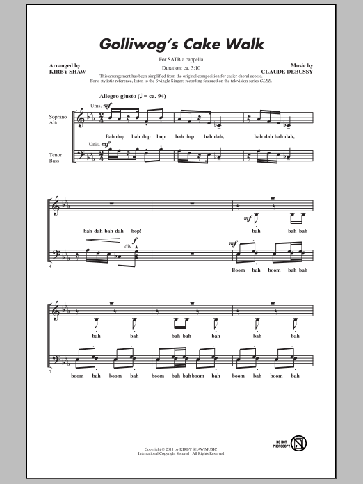 Download Claude Debussy Golliwogg's Cake Walk (arr. Kirby Shaw) Sheet Music