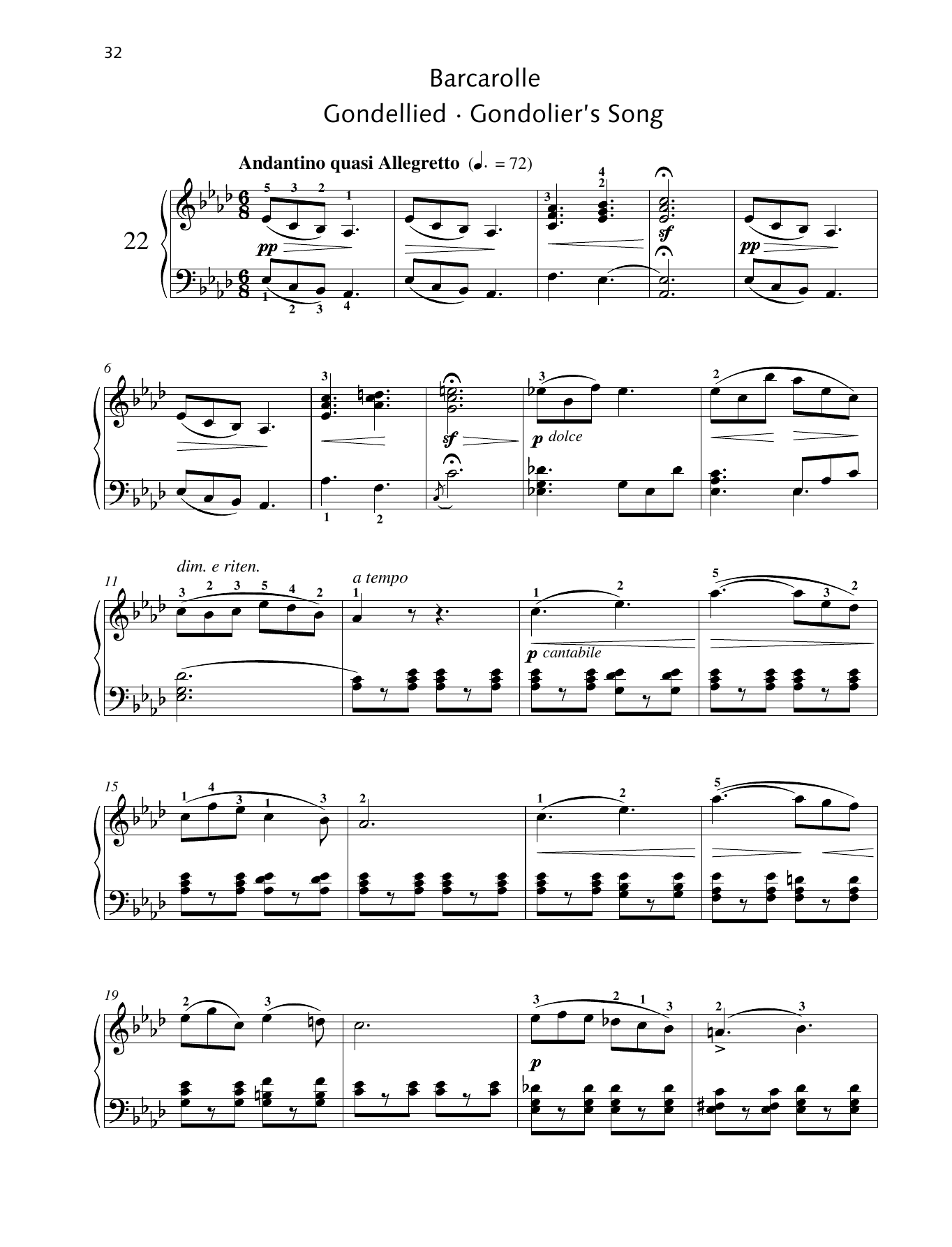 Download Friedrich Burgmuller Gondolier's Song Sheet Music