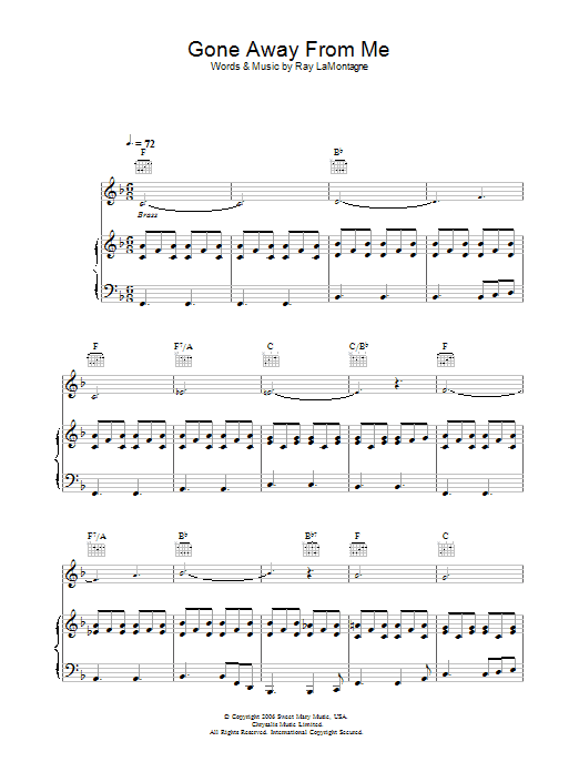 Download Ray LaMontagne Gone Away From Me Sheet Music