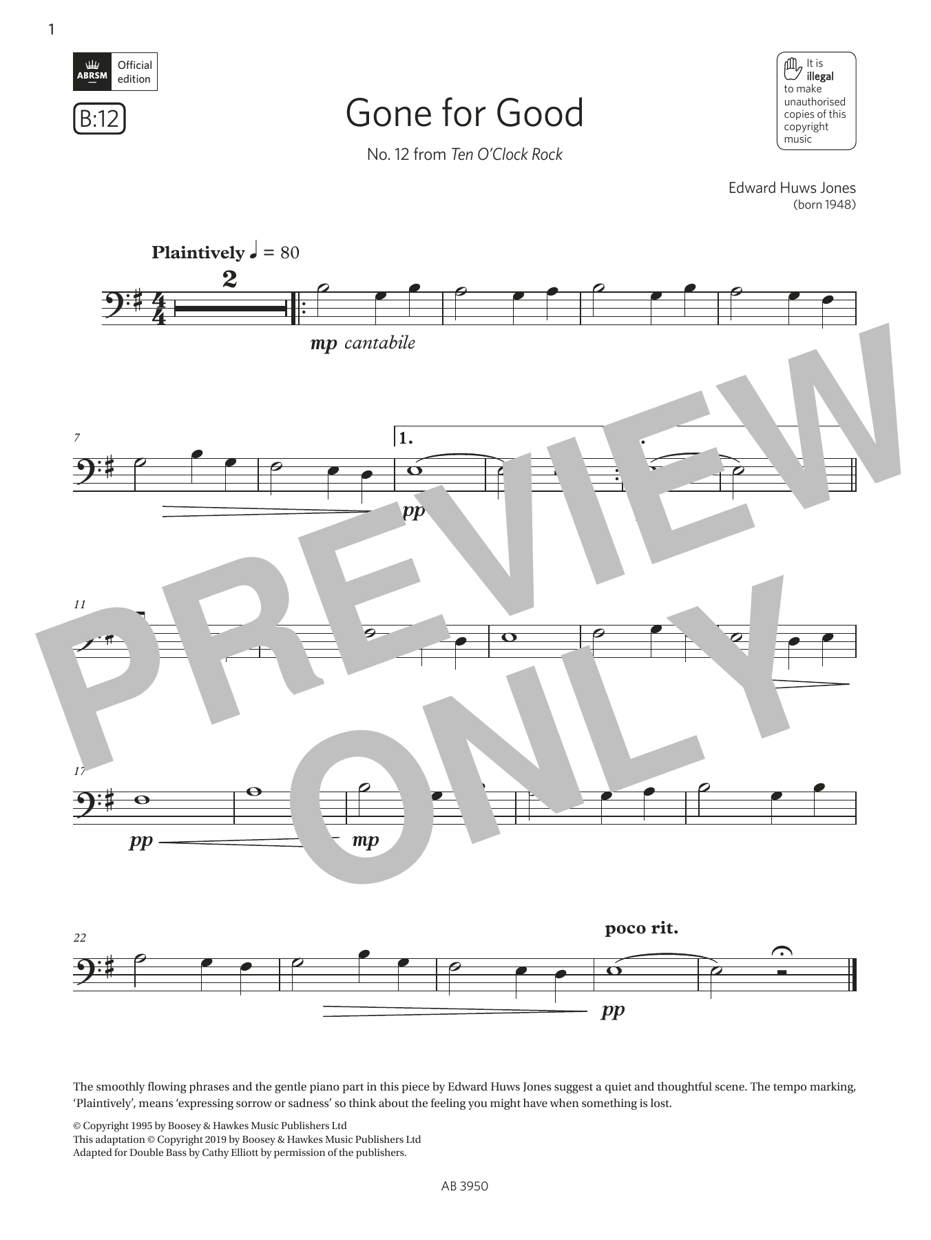 Download Edward Huws Jones Gone for Good (Grade Initial, B12, from Sheet Music