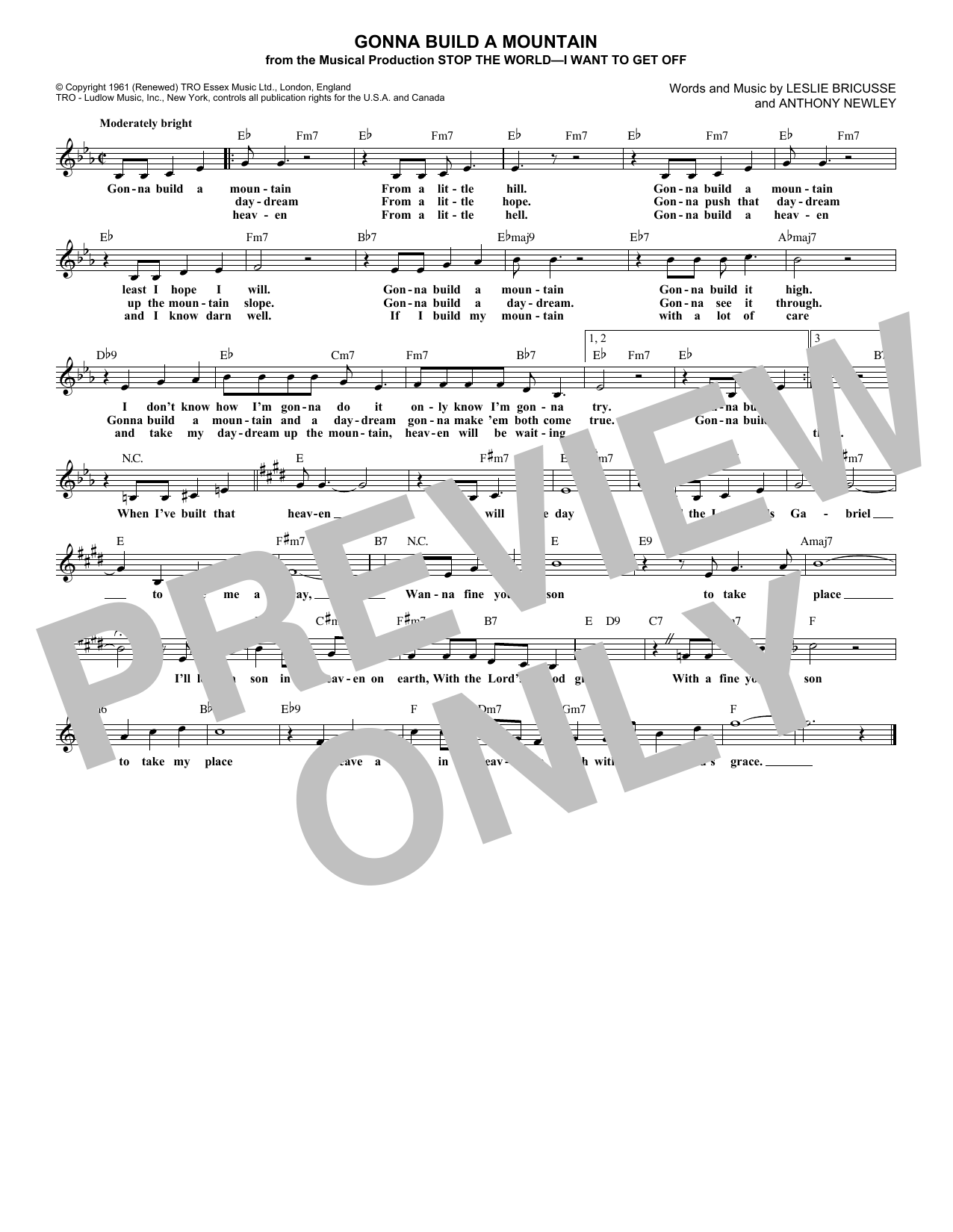 Download Leslie Bricusse Gonna Build A Mountain Sheet Music