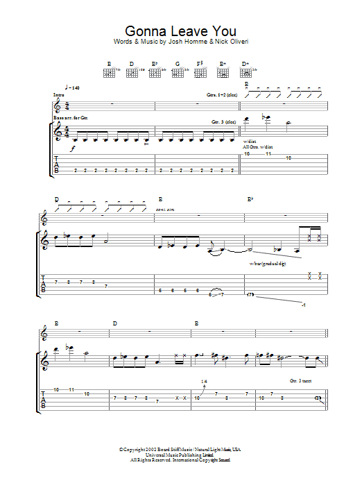 Download Queens Of The Stone Age Gonna Leave You Sheet Music