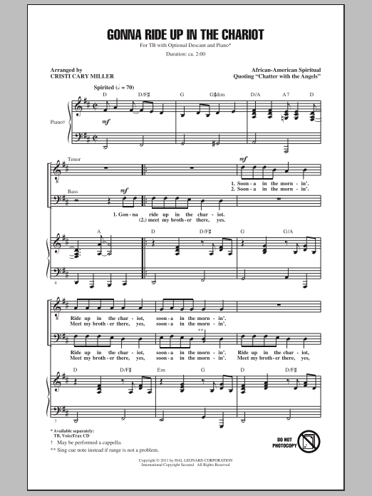 Download Traditional Gonna Ride Up In The Chariot (arr. Cris Sheet Music