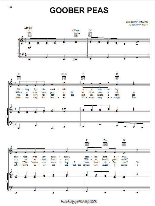 P. Nutt Goober Peas sheet music notes printable PDF score