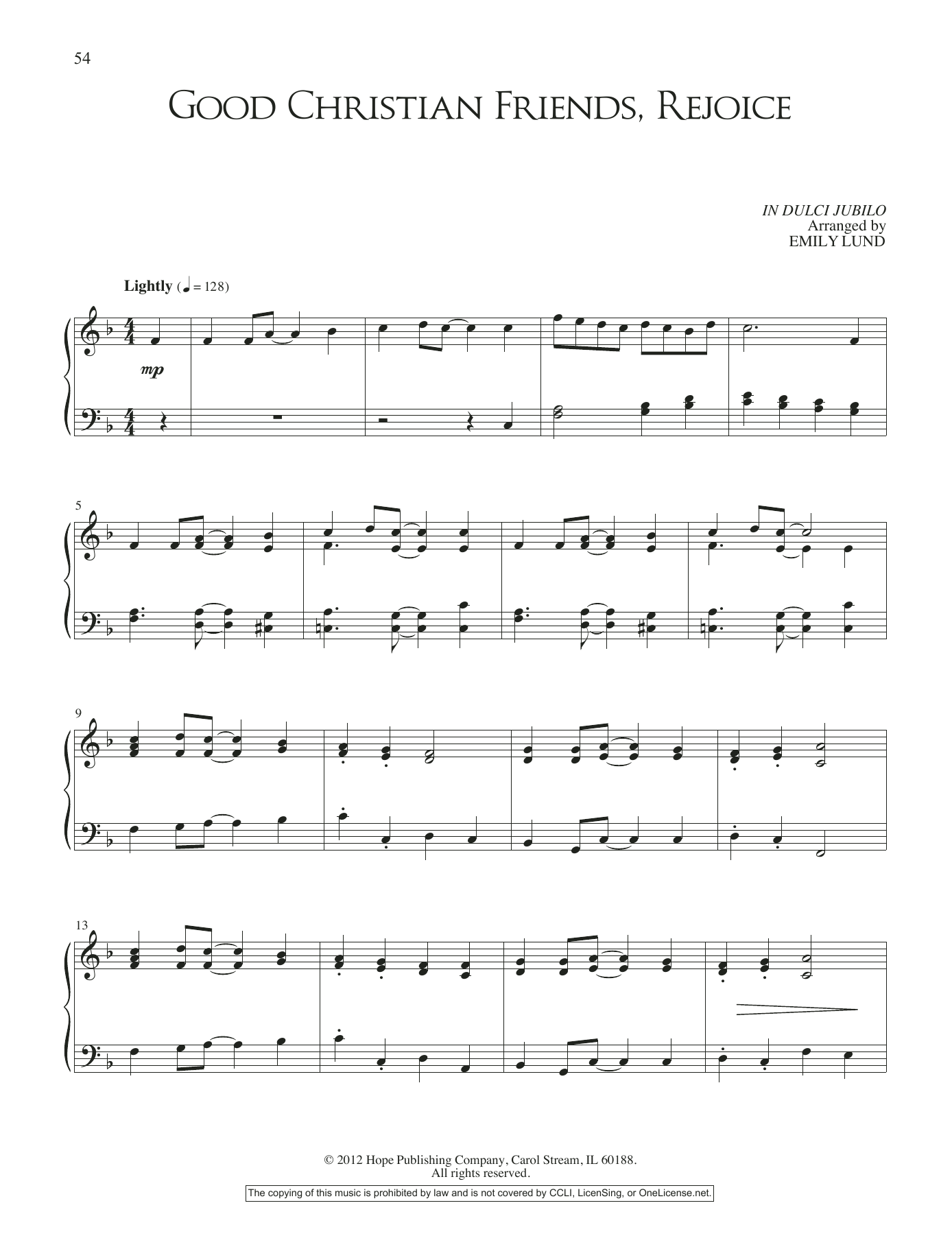 Download Emily Lund Good Christian Friends, Rejoice Sheet Music