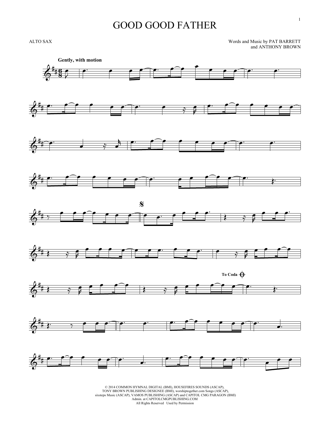 Chris Tomlin Good Good Father sheet music notes printable PDF score