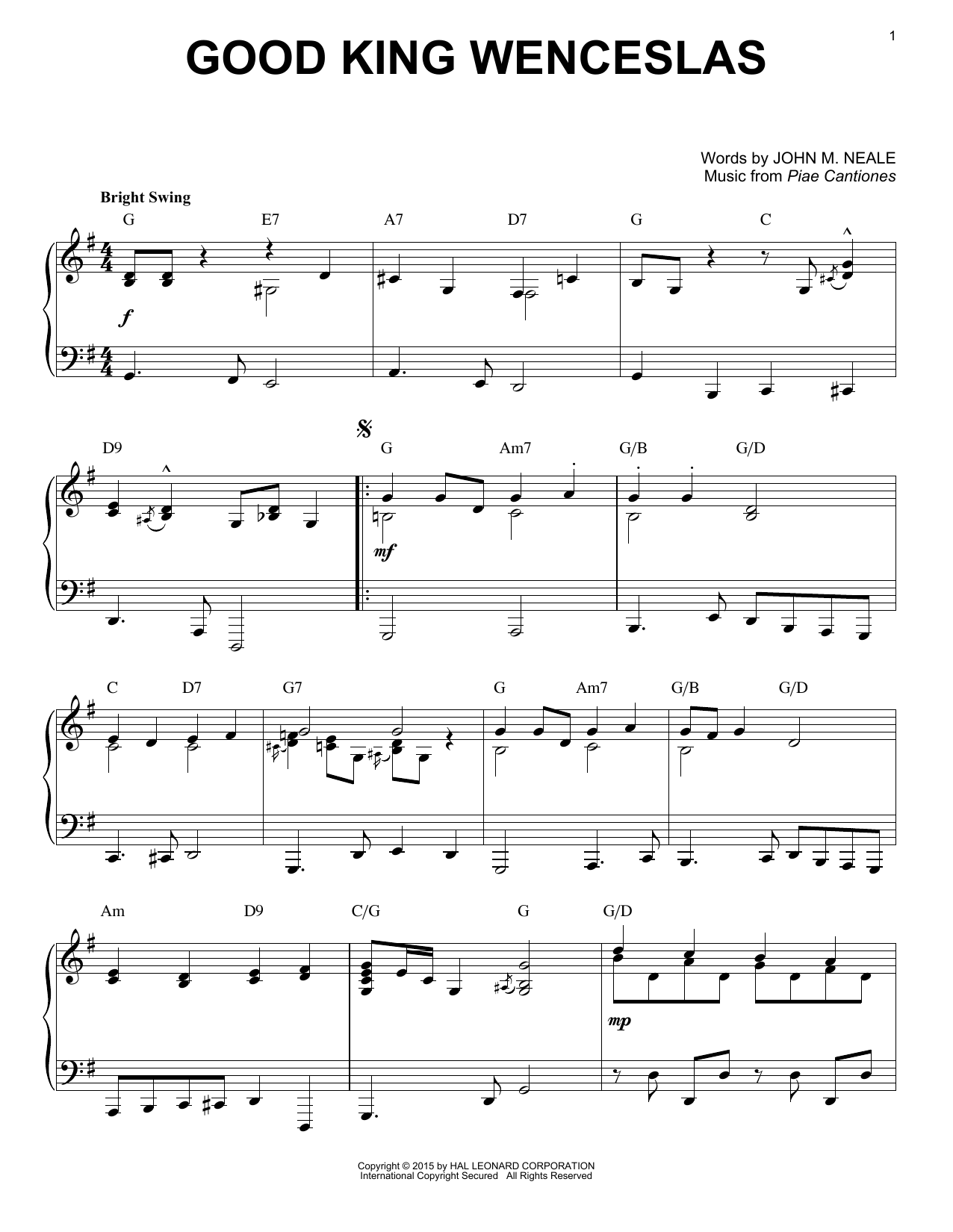 Download John M. Neale Good King Wenceslas [Jazz version] (arr Sheet Music