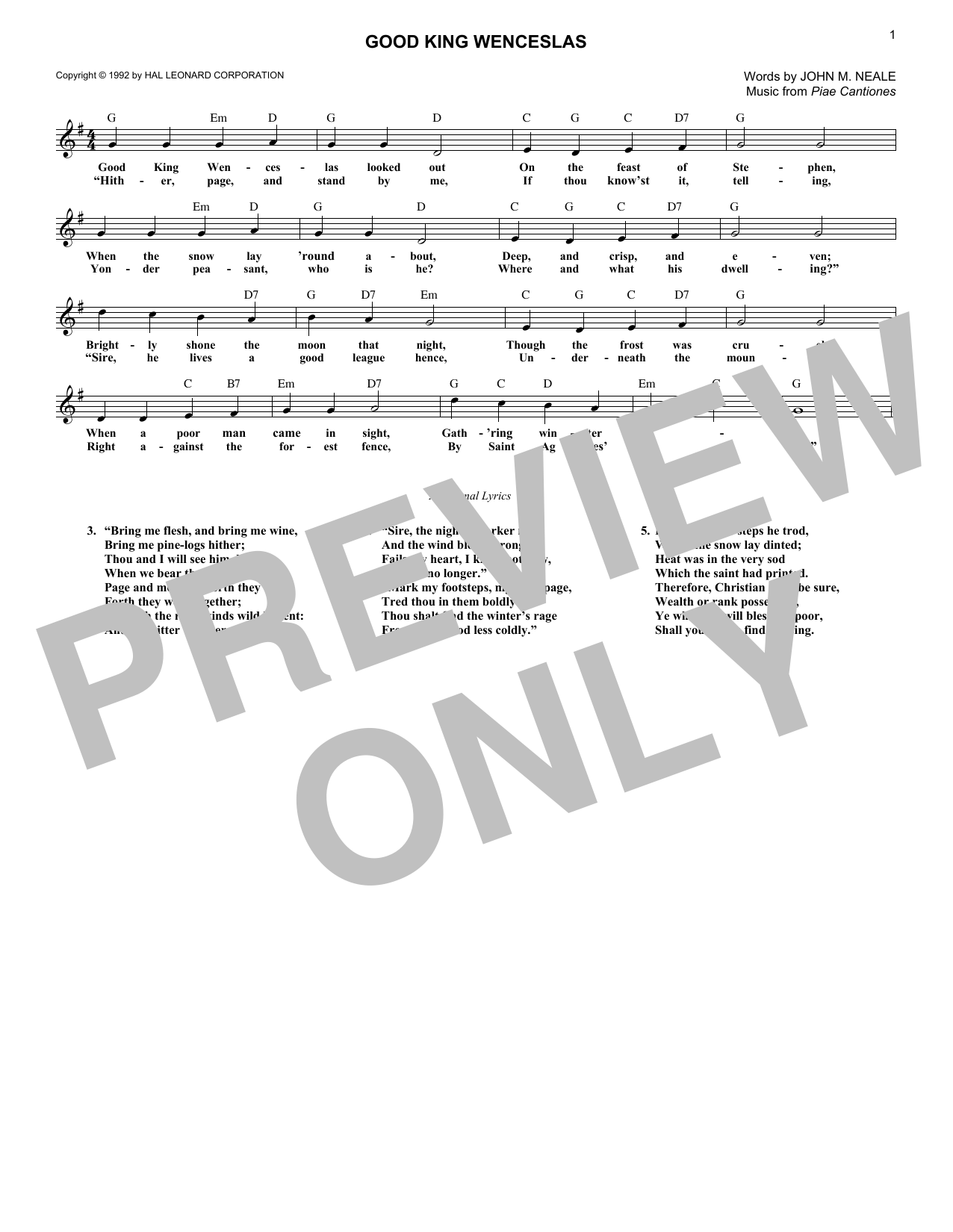Download Piae Cantiones Good King Wenceslas Sheet Music