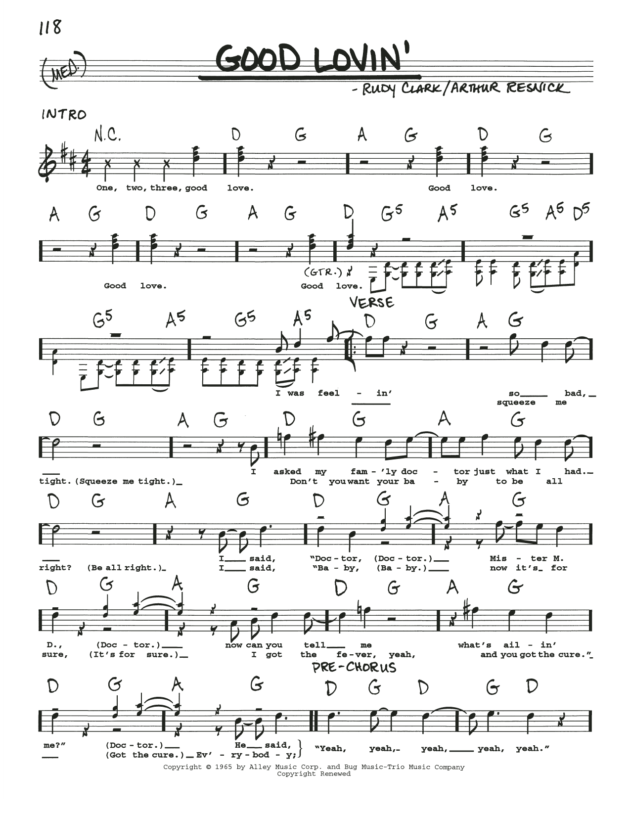 Download The Young Rascals Good Lovin' Sheet Music